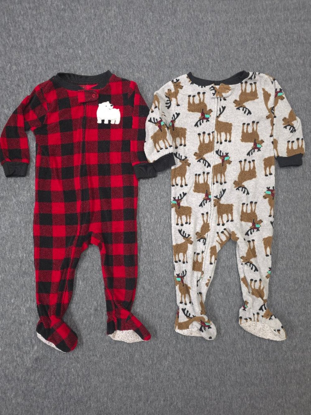 Just One You Carter's Baby 18M Fleece Footed Pajamas Moose Plaid 2pc